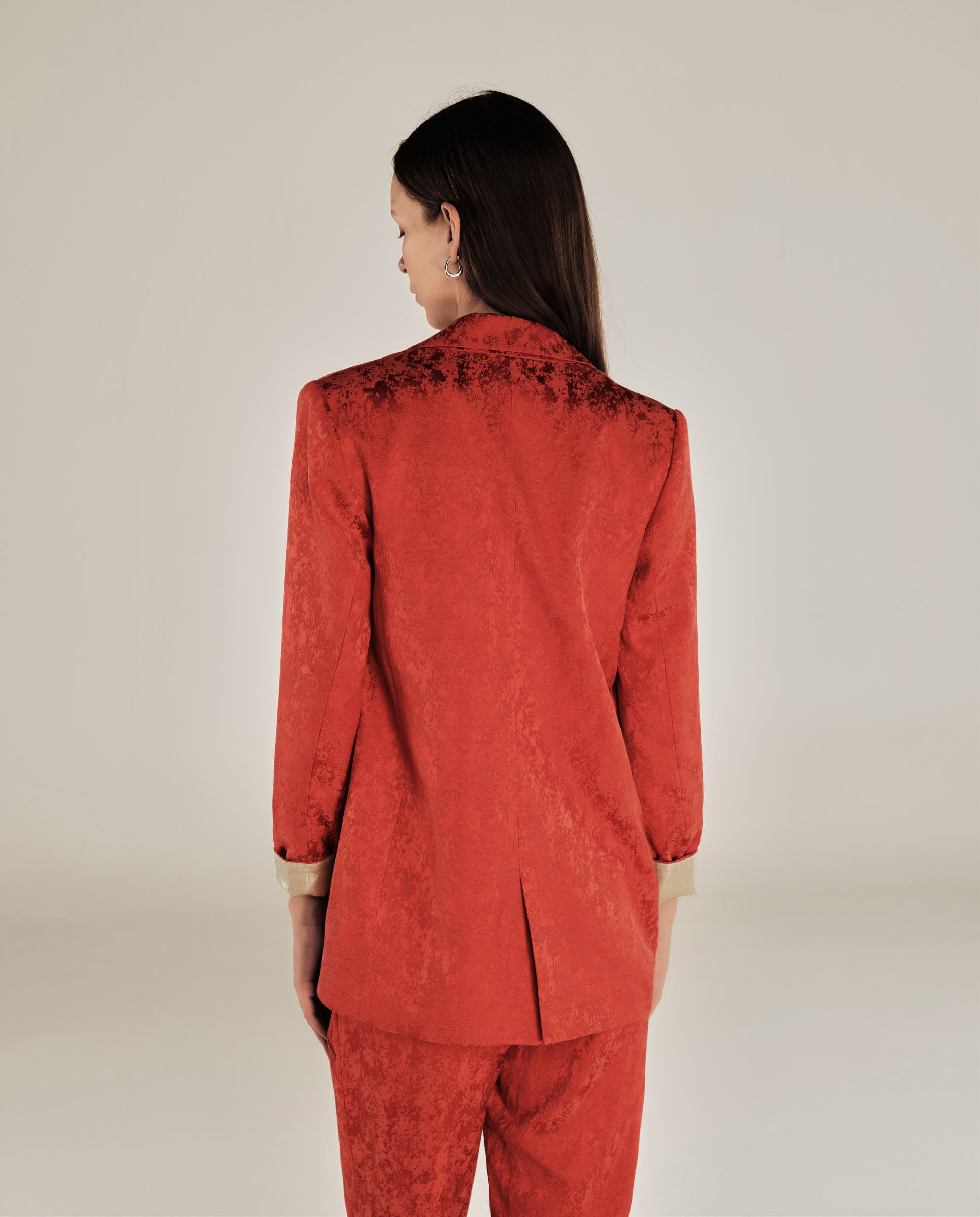 CANNES | Blazer Estructurado Rojo de Jacquard con Corte Relajado