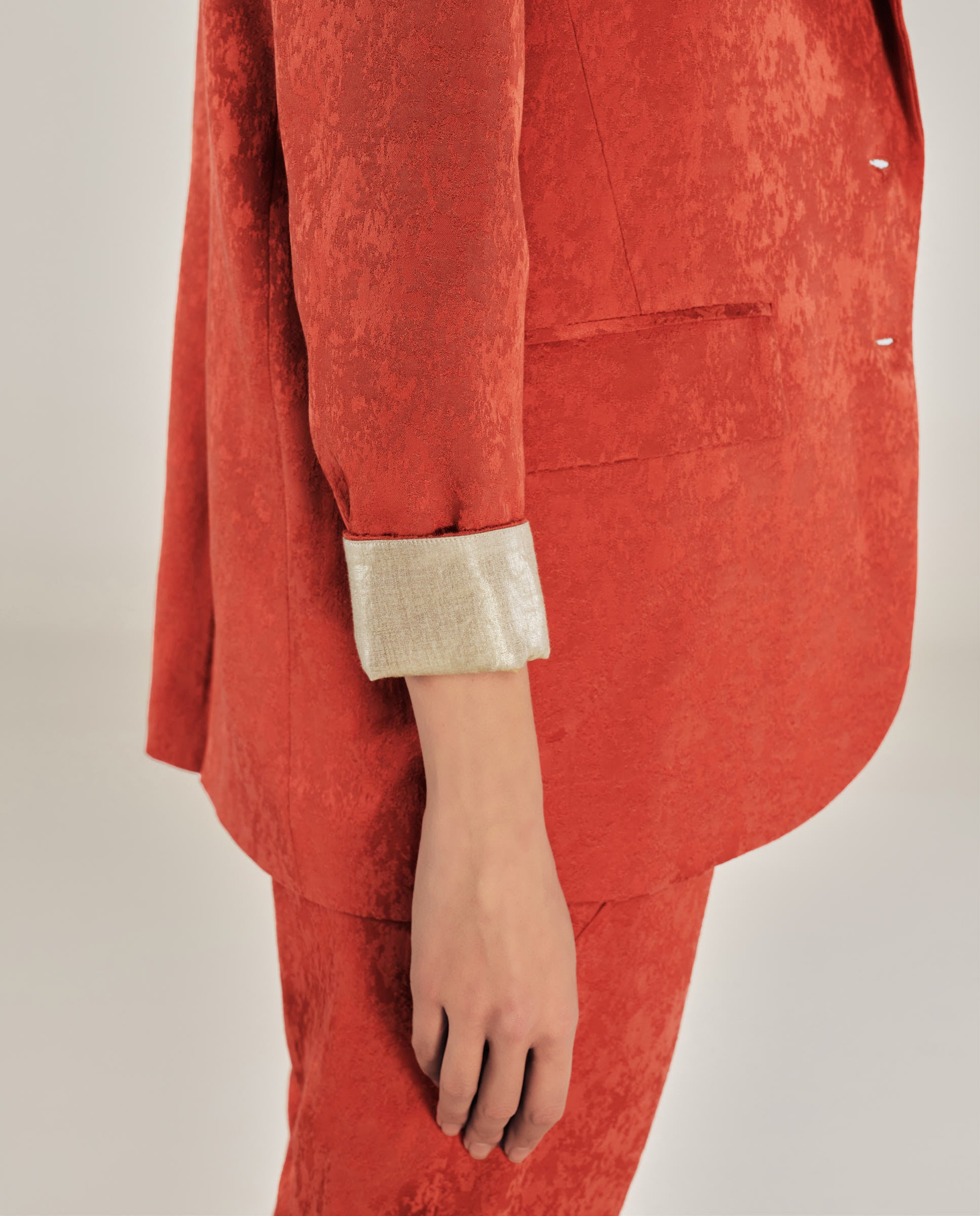 CANNES | Blazer Estructurado Rojo de Jacquard con Corte Relajado