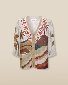 VEDHA | Blusa Estampada con Palmeras Multicolor
