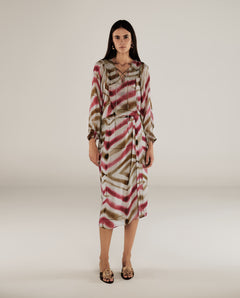 SOL | Falda Boho con Rayas en Magenta y Marrón