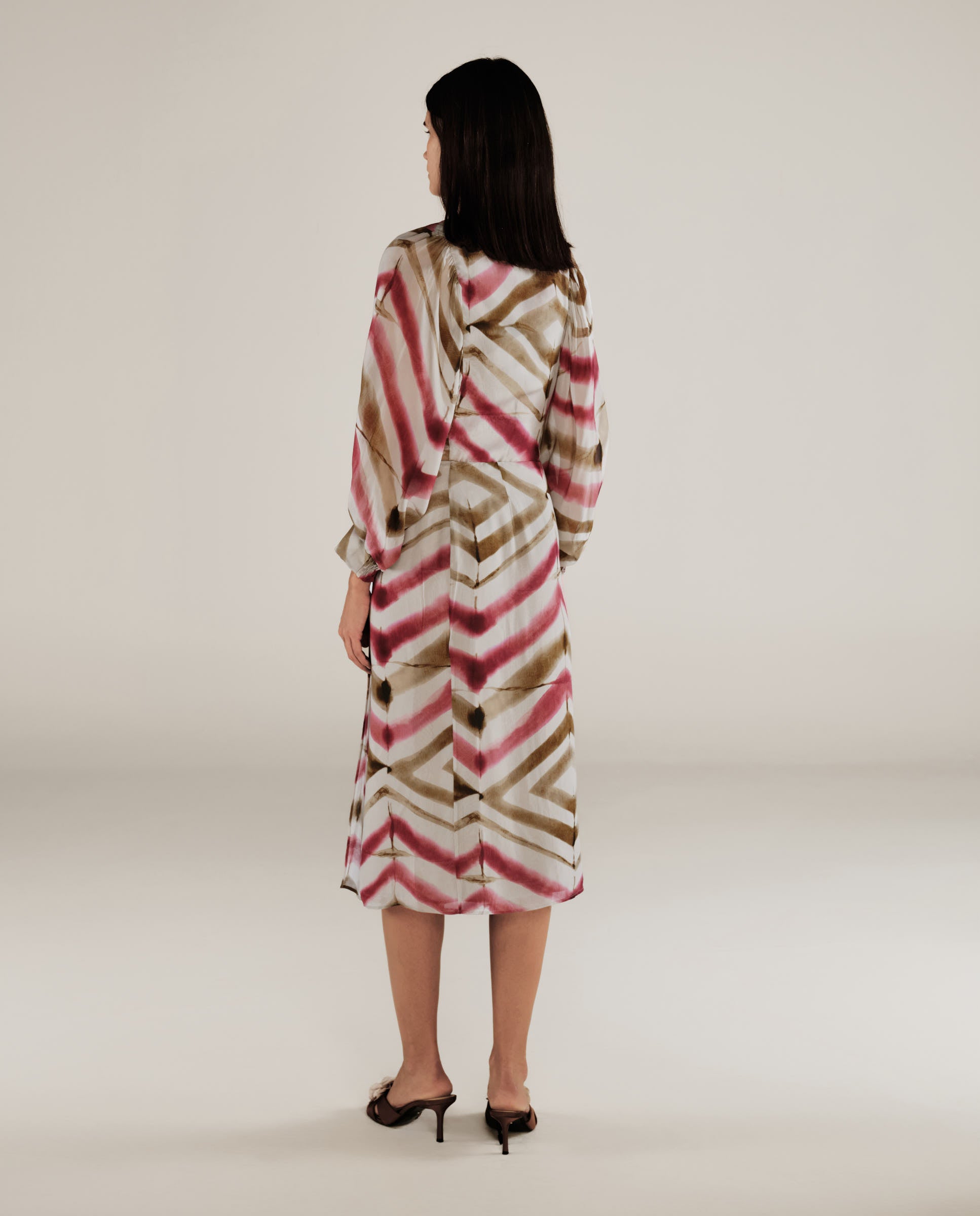 SOL | Falda Boho con Rayas en Magenta y Marrón