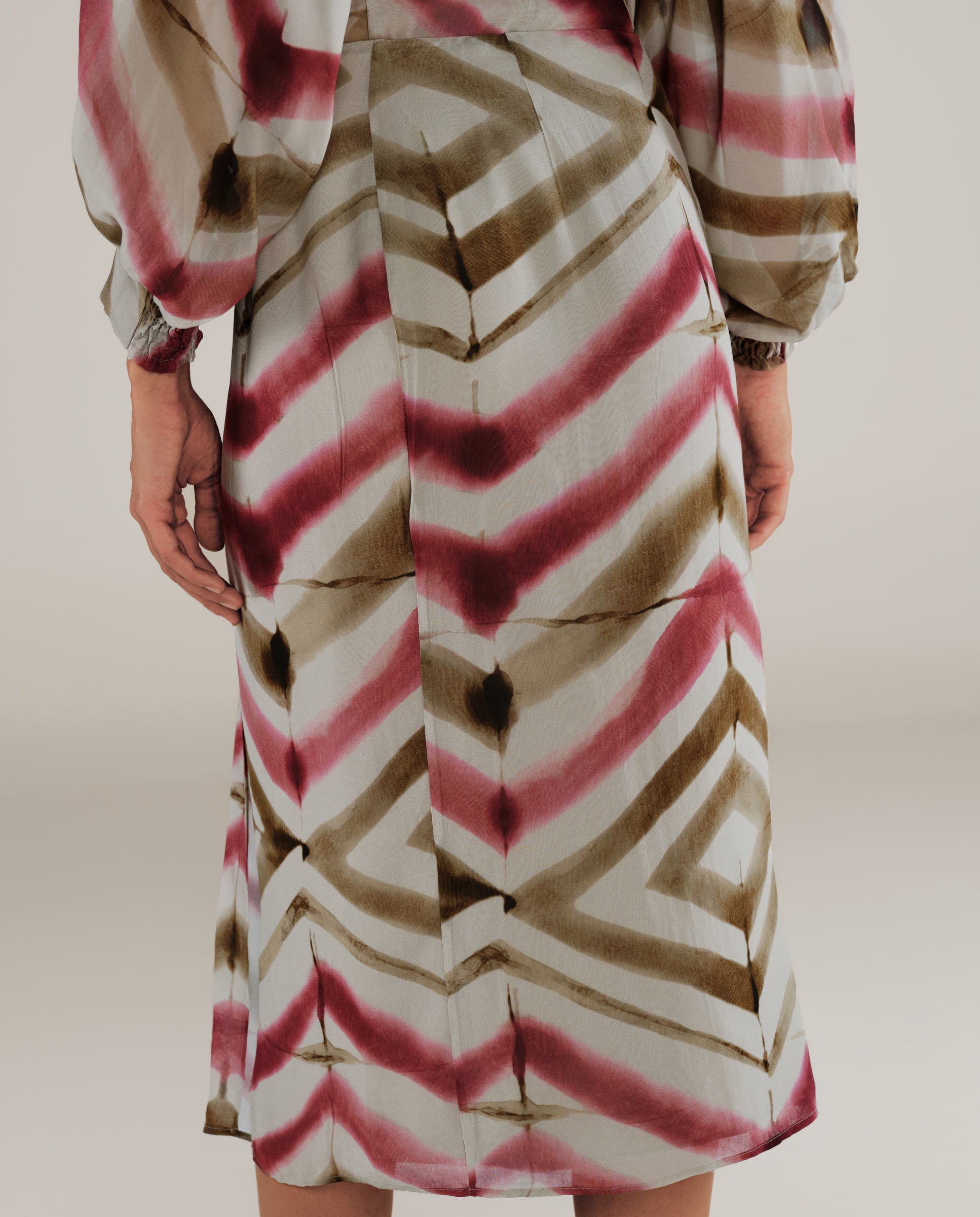 SOL | Falda Boho con Rayas en Magenta y Marrón