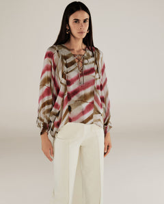 SOL | Blusa a Rayas en Magenta y Marrón