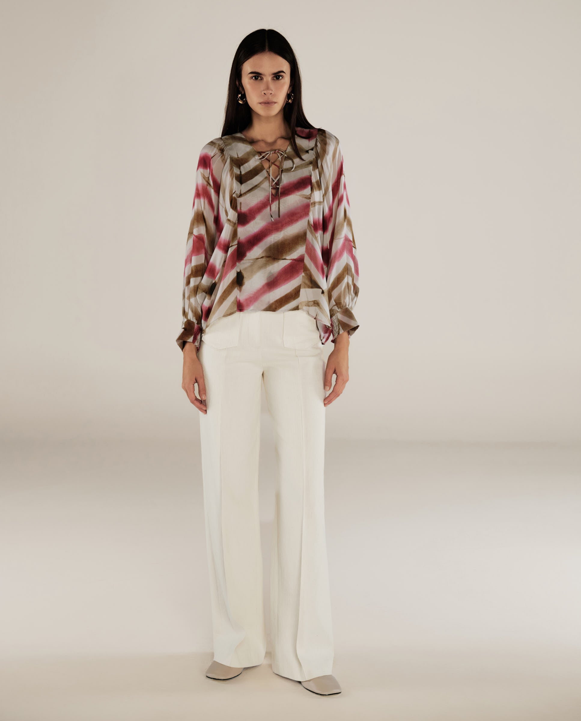 SOL | Blusa a Rayas en Magenta y Marrón